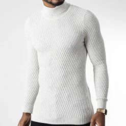 Remise 😍 Pull Col Roulé 1596 Beige Clair Chiné de Classic Series ⭐