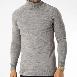 Meilleure affaire 👏 Pull Col Roulé T3873 Gris Chiné Beige de Classic Series 🤩 -HautStyle Boutique classic series 344534 T3873 VIZON 20221020T143640 03