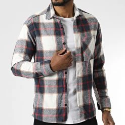 Bon marché 🤩 Surchemise A Carreaux 7037 Bleu Marine de Classic Series 🎉