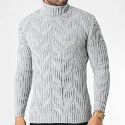 De gros 🌟 Pull Col Roulé T3843 Gris de Classic Series 🔥 -HautStyle Boutique classic series 346029 T3843 GRI 20221031T135808 03