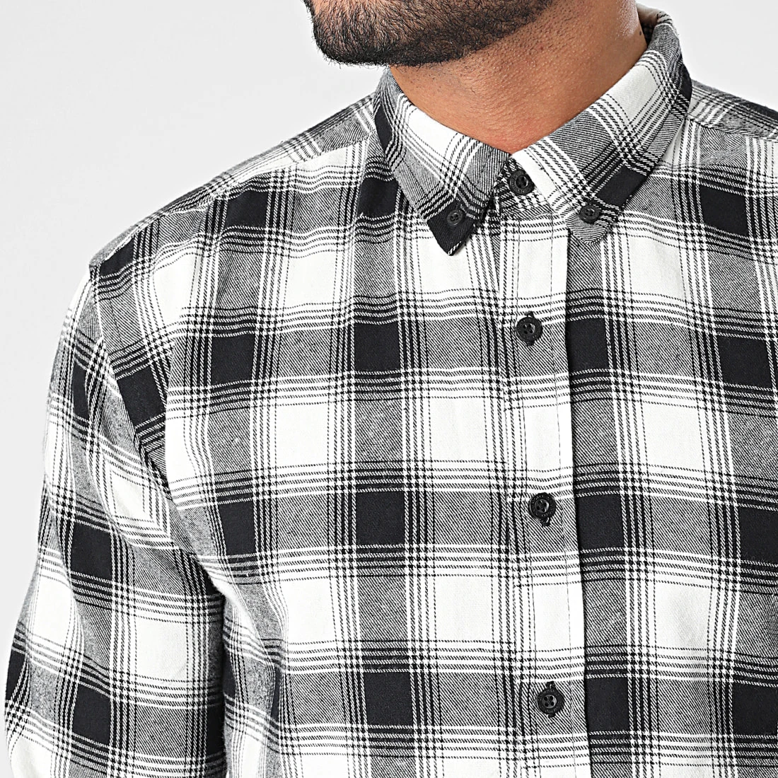 Bon marché ❤️ Chemise Manches Longues A Carreaux 10022 Blanc Noir de Classic Series ⌛ 3 Bon marché ❤️ Chemise Manches Longues A Carreaux 10022 Blanc Noir de Classic Series ⌛ – Image 2