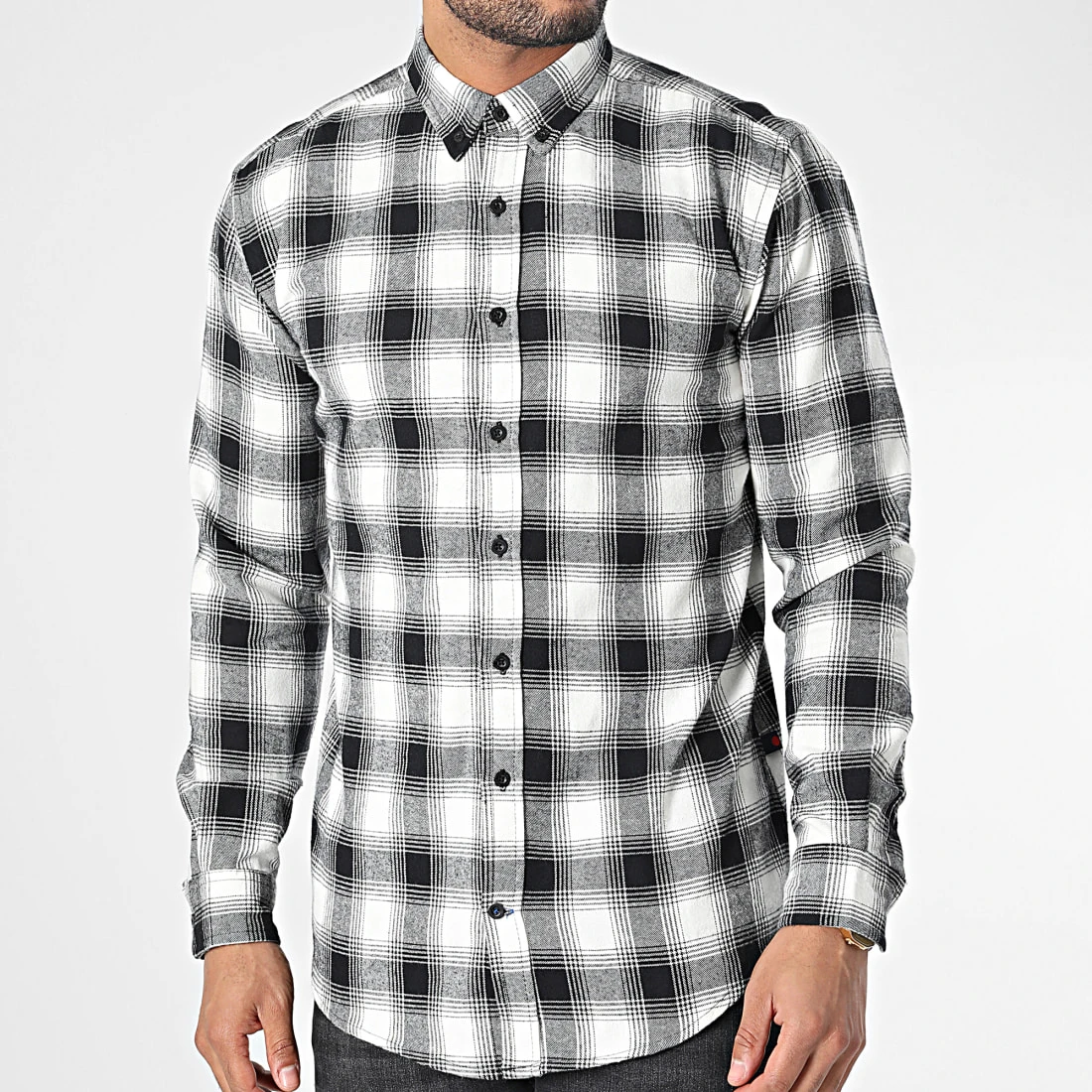 Bon marché ❤️ Chemise Manches Longues A Carreaux 10022 Blanc Noir de Classic Series ⌛ 4 Bon marché ❤️ Chemise Manches Longues A Carreaux 10022 Blanc Noir de Classic Series ⌛ – Image 3