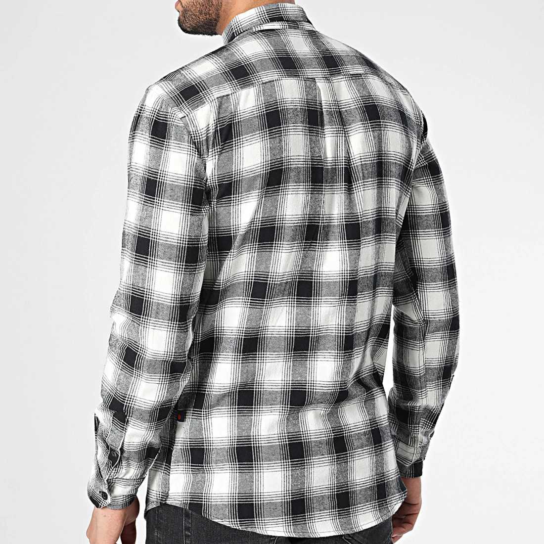 Bon marché ❤️ Chemise Manches Longues A Carreaux 10022 Blanc Noir de Classic Series ⌛ 5 Bon marché ❤️ Chemise Manches Longues A Carreaux 10022 Blanc Noir de Classic Series ⌛ – Image 4