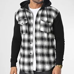 Sortie ⌛ Surchemise Capuche A Carreaux 10022 Blanc Noir de Classic Series 🔥 -HautStyle Boutique classic series 348150 DP 10022 133 001 20221124T143828 03
