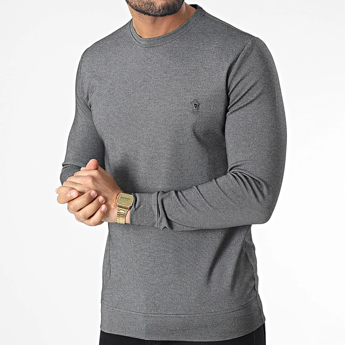 Le moins cher đ Sweat Crewneck RBL6181 Noir Chiné de Classic Series â 3 Le moins cher đ Sweat Crewneck RBL6181 Noir Chiné de Classic Series â