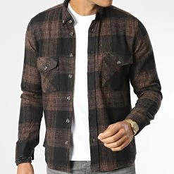 De gros 👍 Surchemise Carreaux Y-2241 Marron de Classic Series ❤️