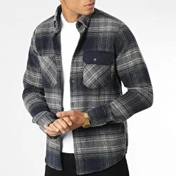 Nouveau ⭐ Surchemise Carreaux Y-2240 Bleu Marine Gris Chiné de Classic Series 👏 -HautStyle Boutique classic series 348634 Y 2240 01 20221128T141021 03