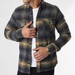 Tout neuf 🤩 Surchemise Carreaux Y-2042 Bleu Marine Jaune de Classic Series 💯