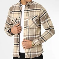 Promo 👏 Surchemise Carreaux Y-2242 Beige de Classic Series ❤️