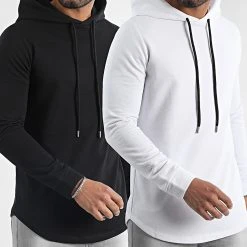 Meilleur prix 💯 Lot De 2 Sweats Capuche Oversize 2181 2355 Blanc Noir de Classic Series 🥰