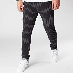 Meilleure vente 🥰 Pantalon A Rayures Ponte Roma Noir de Classic Series 👏