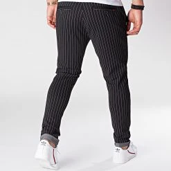 Meilleure vente 🥰 Pantalon A Rayures Ponte Roma Noir de Classic Series 👏 -HautStyle Boutique denim project 218350 DP7001 BLACK WHITE PIN 20200511T190816 04