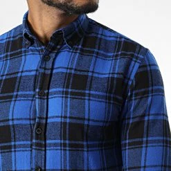 Budget 👏 Chemise Manches Longues DP4003 Carreaux Bleu Roi Noir de Classic Series 👍 -HautStyle Boutique denim project 338118 DP4003 BLUE CHECK 20220926T161935 02