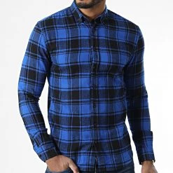 Budget 👏 Chemise Manches Longues DP4003 Carreaux Bleu Roi Noir de Classic Series 👍 -HautStyle Boutique denim project 338118 DP4003 BLUE CHECK 20220926T161936 03