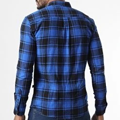 Budget 👏 Chemise Manches Longues DP4003 Carreaux Bleu Roi Noir de Classic Series 👍 -HautStyle Boutique denim project 338118 DP4003 BLUE CHECK 20220926T161938 04