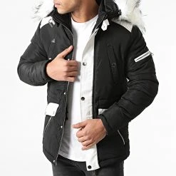 Bon marché 😉 Parka Capuche Fourrure 79619 Noir de Classic Series 🤩